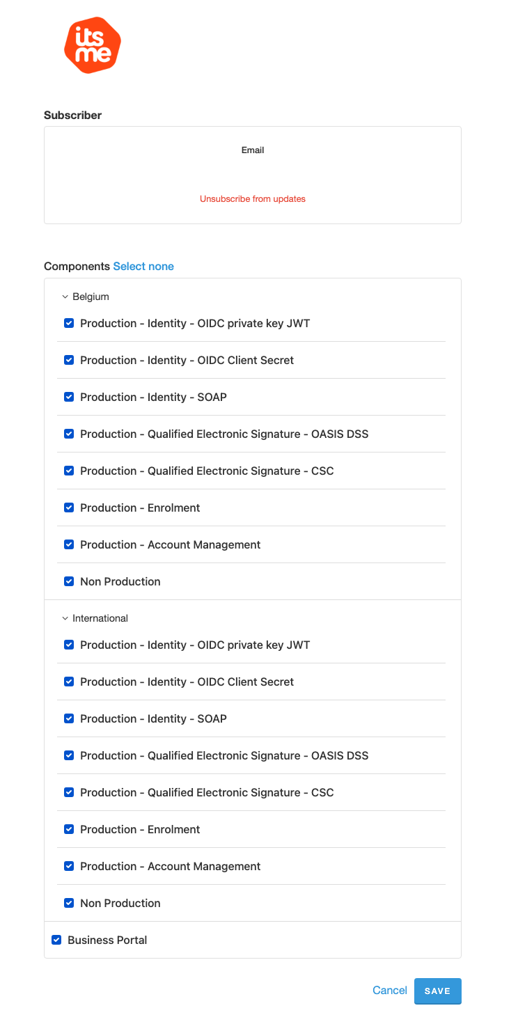 Status page services selection